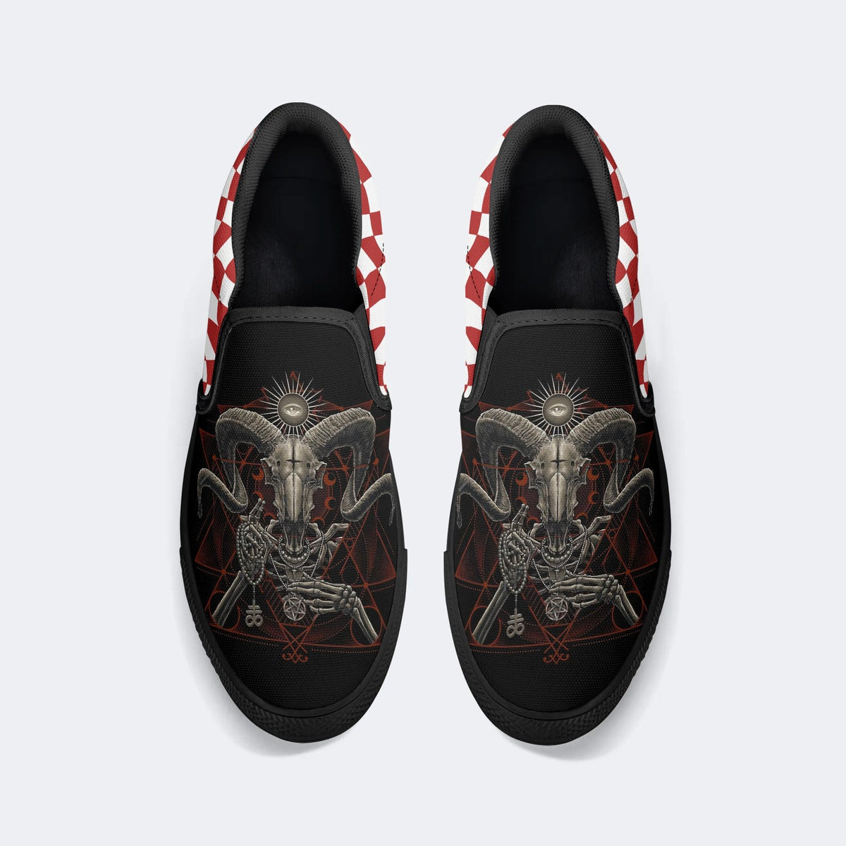 Demonic Baphomet Print - Slip On Shoes