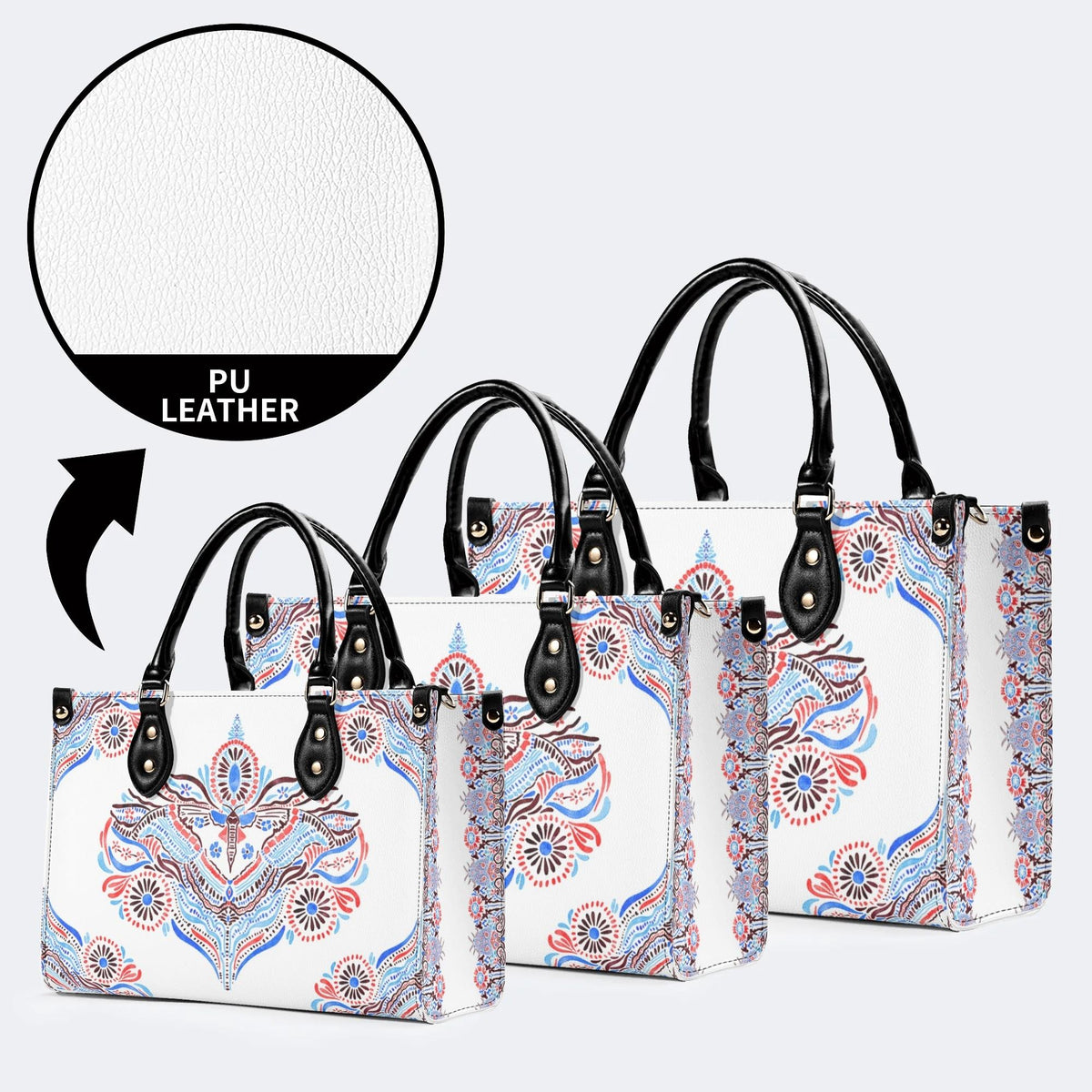 Classic Watercolor Moth Print - Leather Handbag