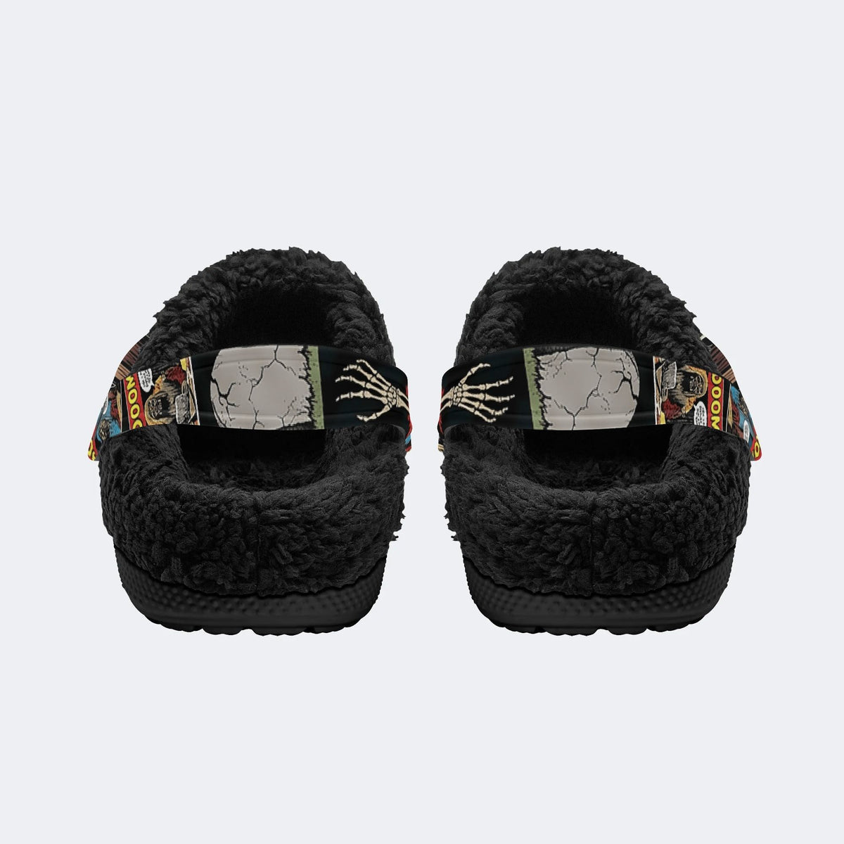 Gothic Horror Zombie Comic - Fur Lined Slippers/Sandals