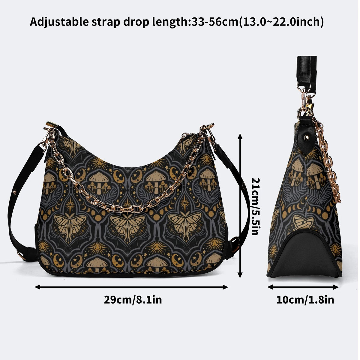 Starry Sky And Moth Print - Leather Crossbody Bag