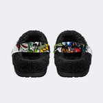 Wild Letter Graffiti - Fur Lined Slippers/Sandals