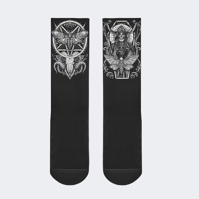 Surreal Death Moth&Skull - Crew Socks