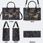 Retro Dark Moth Print - Leather Handbag