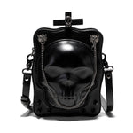 Dark Skull Cross Leather Crossbody Bag