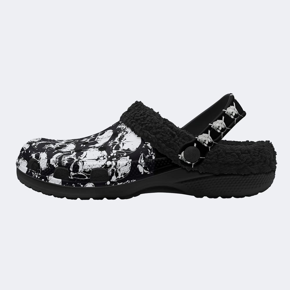 Horror Skull Print - Fur Lined Slippers/Sandals