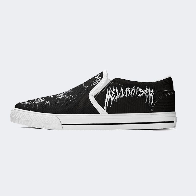 Unisex Black Metal Pinhead Print - Slip On Shoes