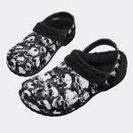 Horror Skull Print - Fur Lined Slippers/Sandals