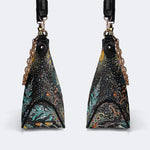 Retro Dark Mushroom Eyes Halloween Print - Leather Crossbody Bag