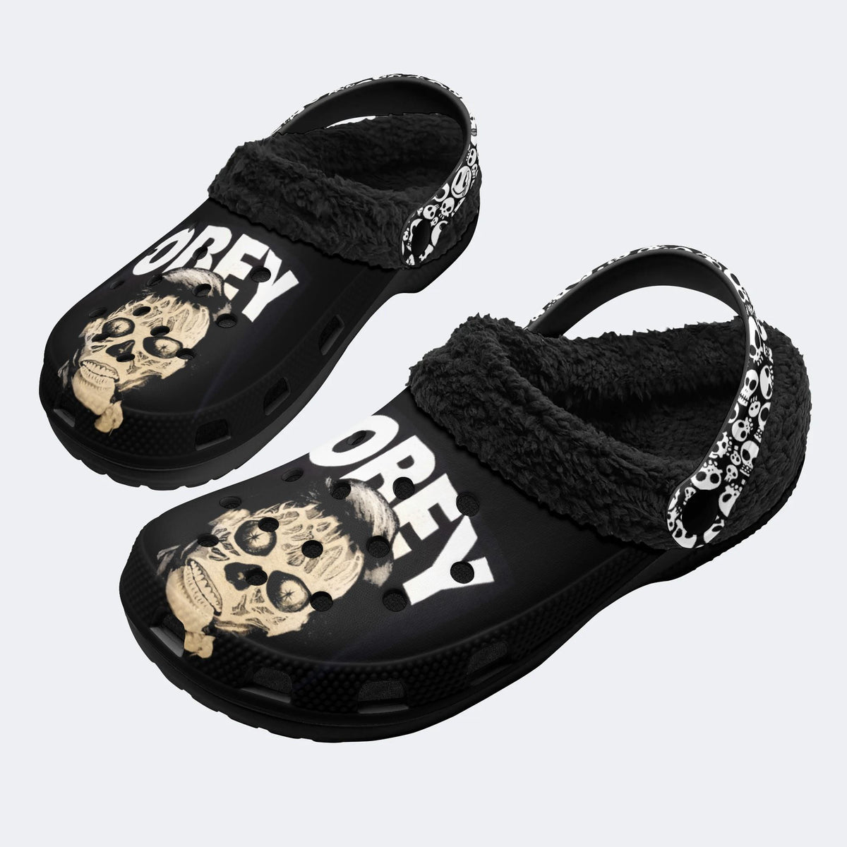 They Live Obey Print - Fur Lined Slippers/Sandals