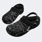 Gothic Scrawl Lettering - Fur Lined Slippers/Sandals