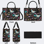 Fluorescent Moth And Botanical Print - Leather Handbag