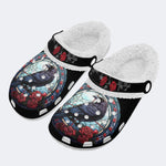 Vintage Crow Print - Fur Lined Slippers/Sandals