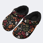 Spooky Fall Floral Print - Fur Lined Slippers/Sandals