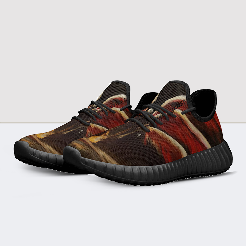 Skeleton Demon Print Mesh Knit Sneakers