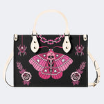 Pink Death Moth Print - Leather Handbag