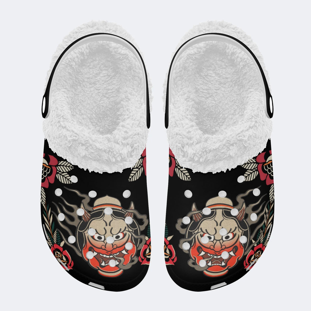 Horror Devil Print- Fur Lined Slippers/Sandals