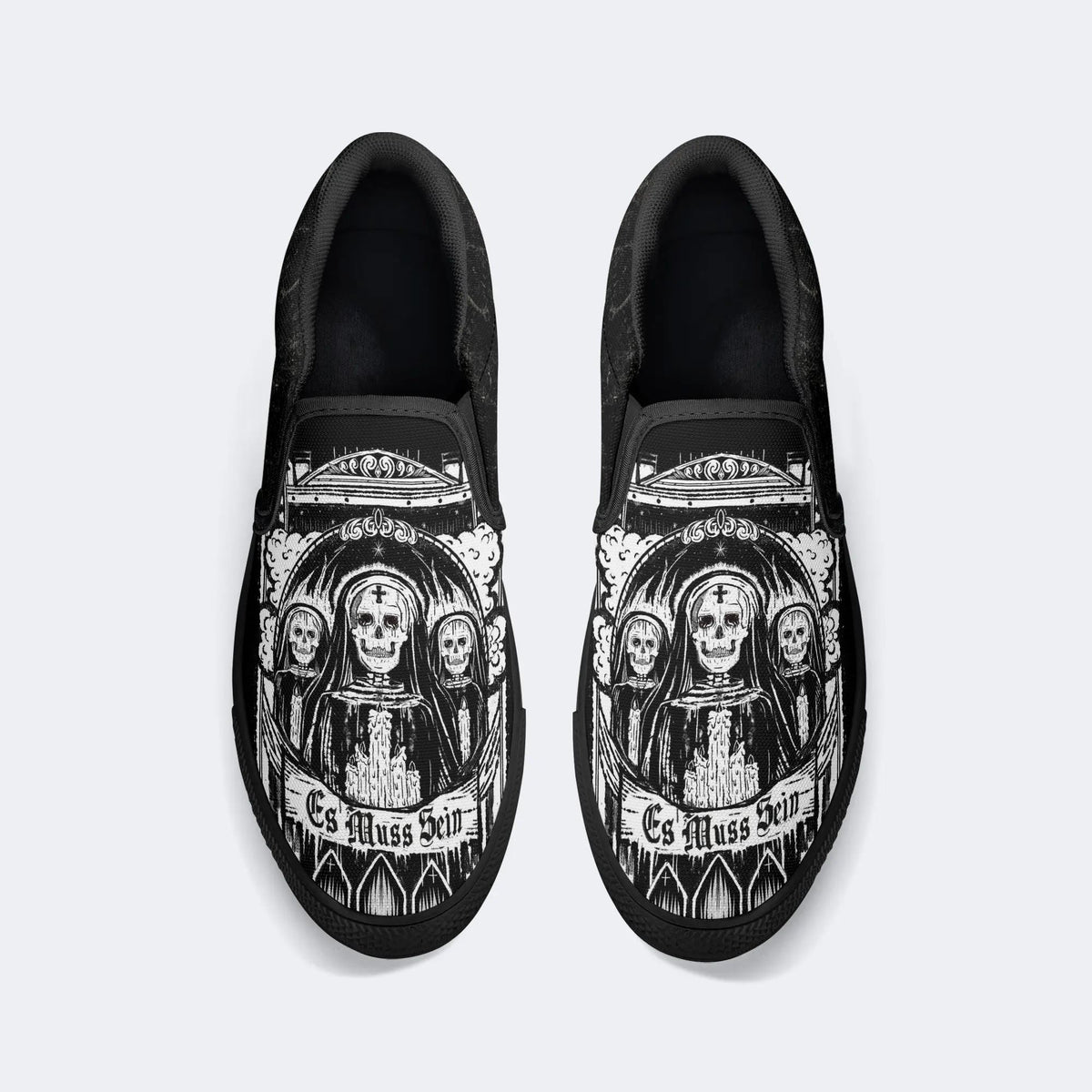 Unisex Skull Es Muss Sein Print - Slip On Shoes