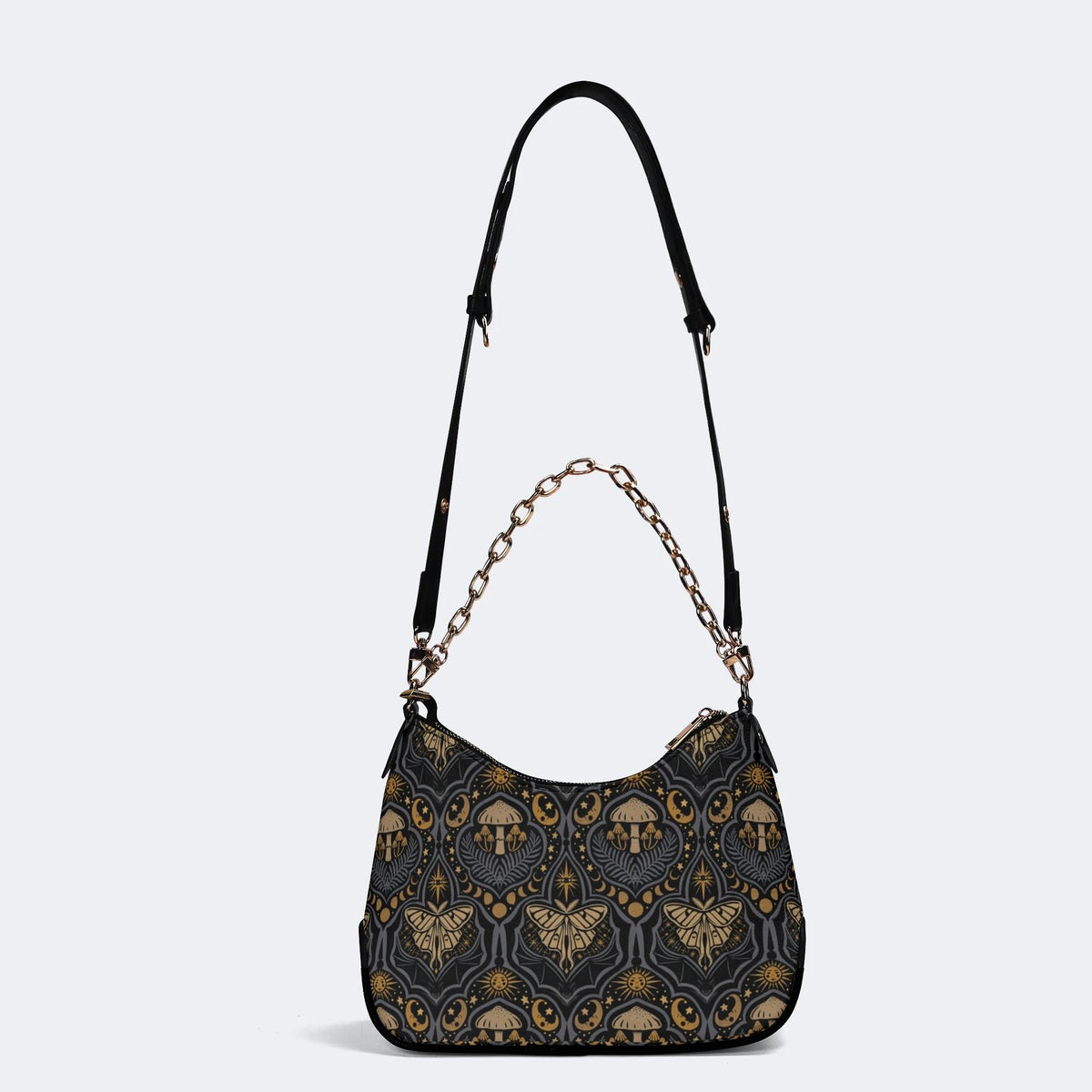 Starry Sky And Moth Print - Leather Crossbody Bag