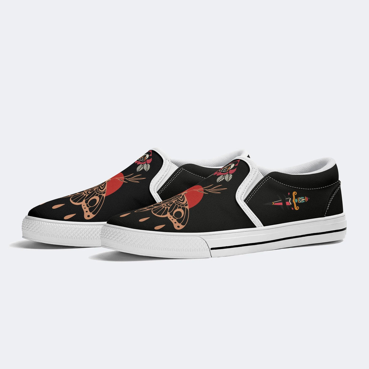 Vintage Death Moth Print - Slip On Shoes