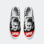 Unisex Black Metal Pinhead Print - Slip On Shoes