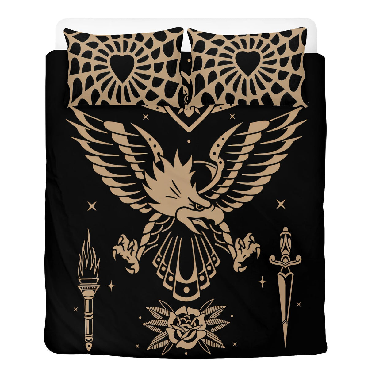 Golden Eagle Print - Three Piece Bedding Set