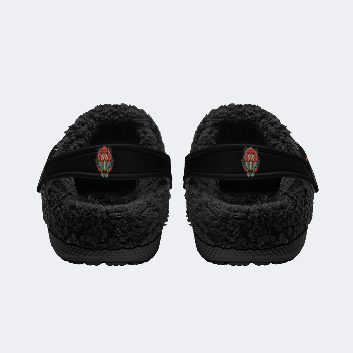 Classic Rose Devil Print - Removable Fur Lined Slippers/Sandals