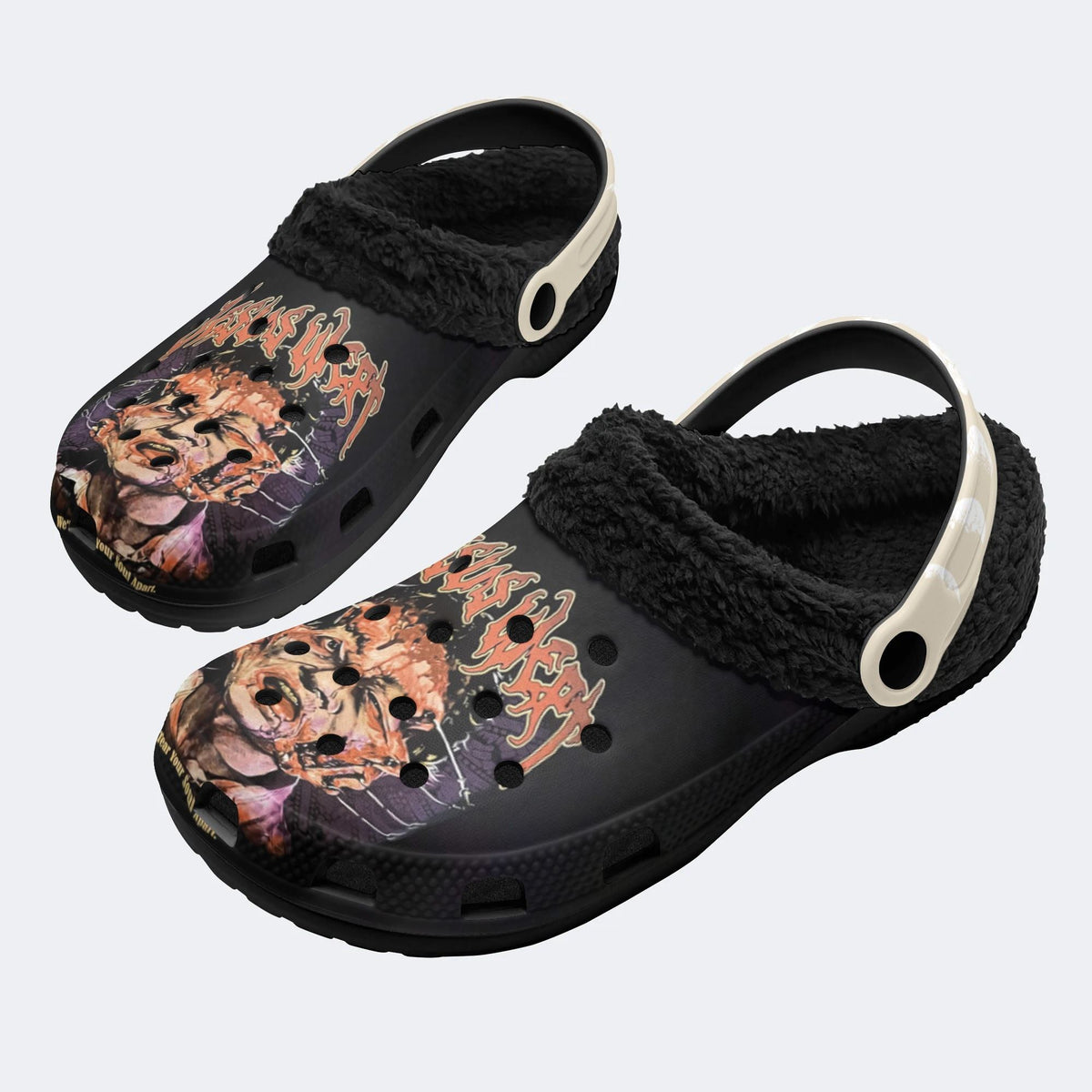 Jesus Wept Retro Print - Fur Lined Slippers/Sandals