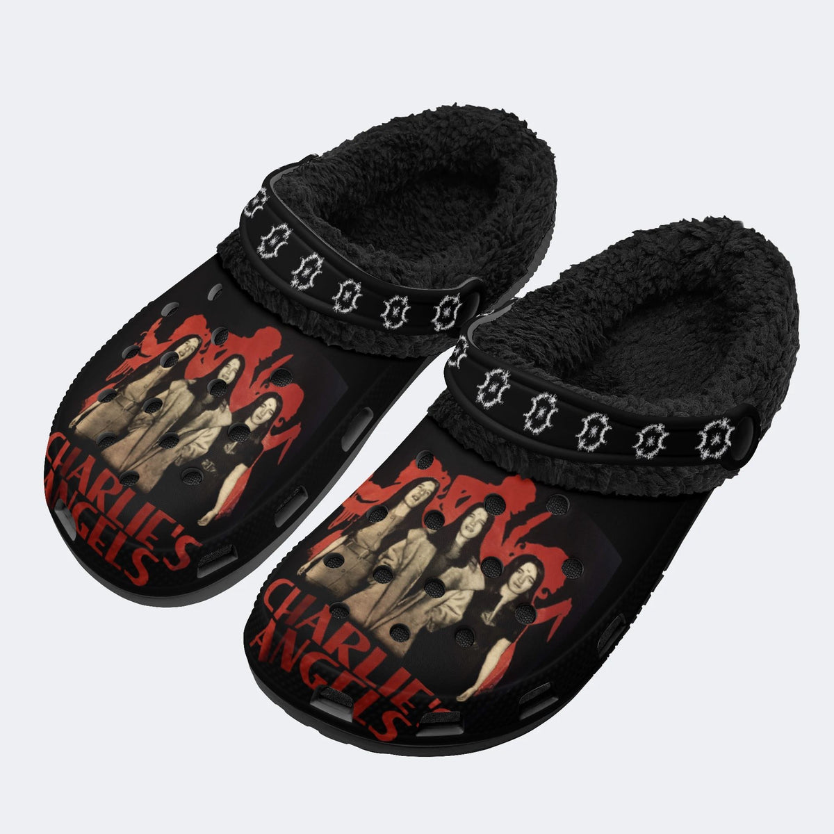 Charlies Angels Print - Fur Lined Slippers/Sandals