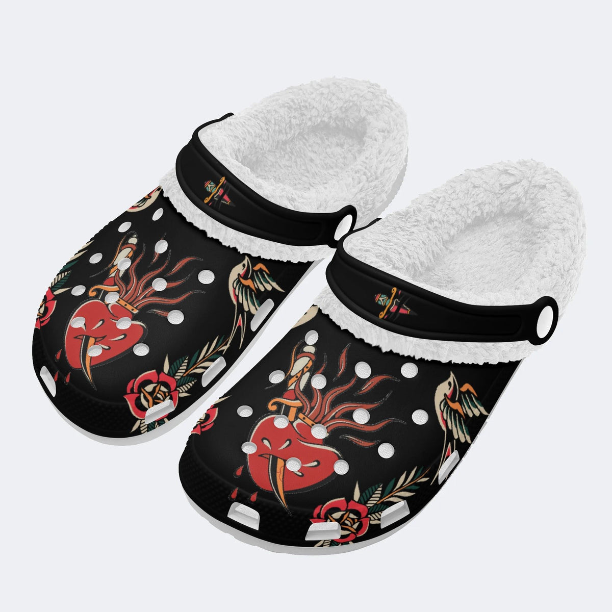 Flaming HeartArt Print - Fur Lined Slippers/Sandals