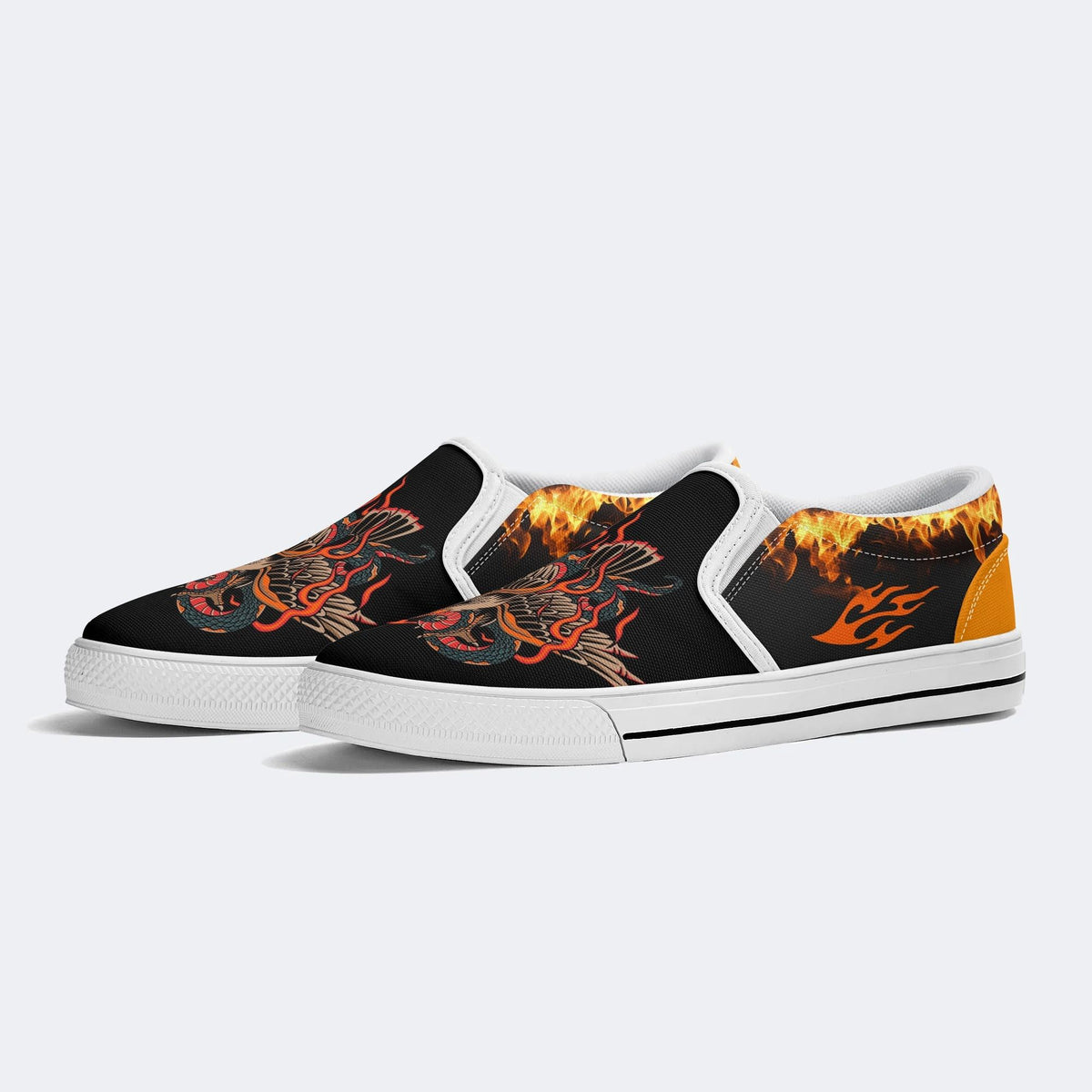Old School Eagle & Snake Print - Slip On Shoes