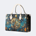 Mystical Astrological Symbols Print - Leather Handbag