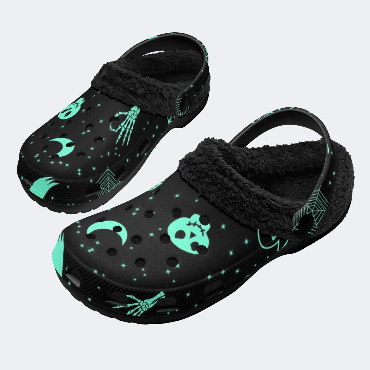 Spooky Glow Skull - Fur Lined Slippers/Sandals