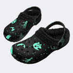 Spooky Glow Skull - Fur Lined Slippers/Sandals