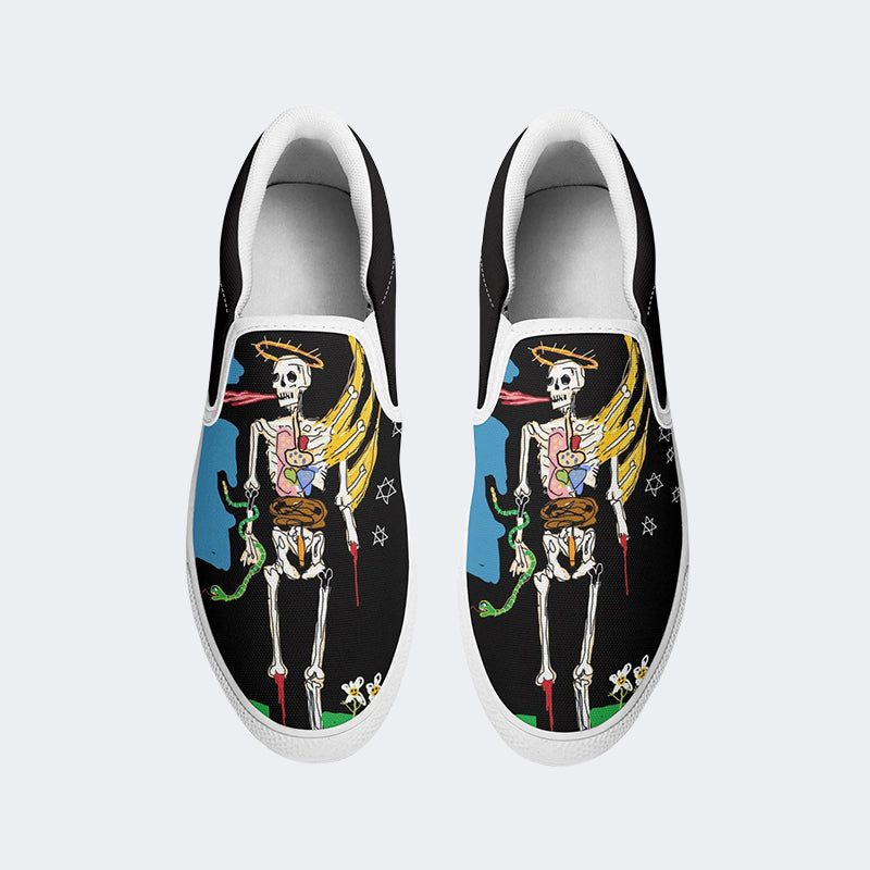 Graffiti Skull Art Print - Slip On Shoes