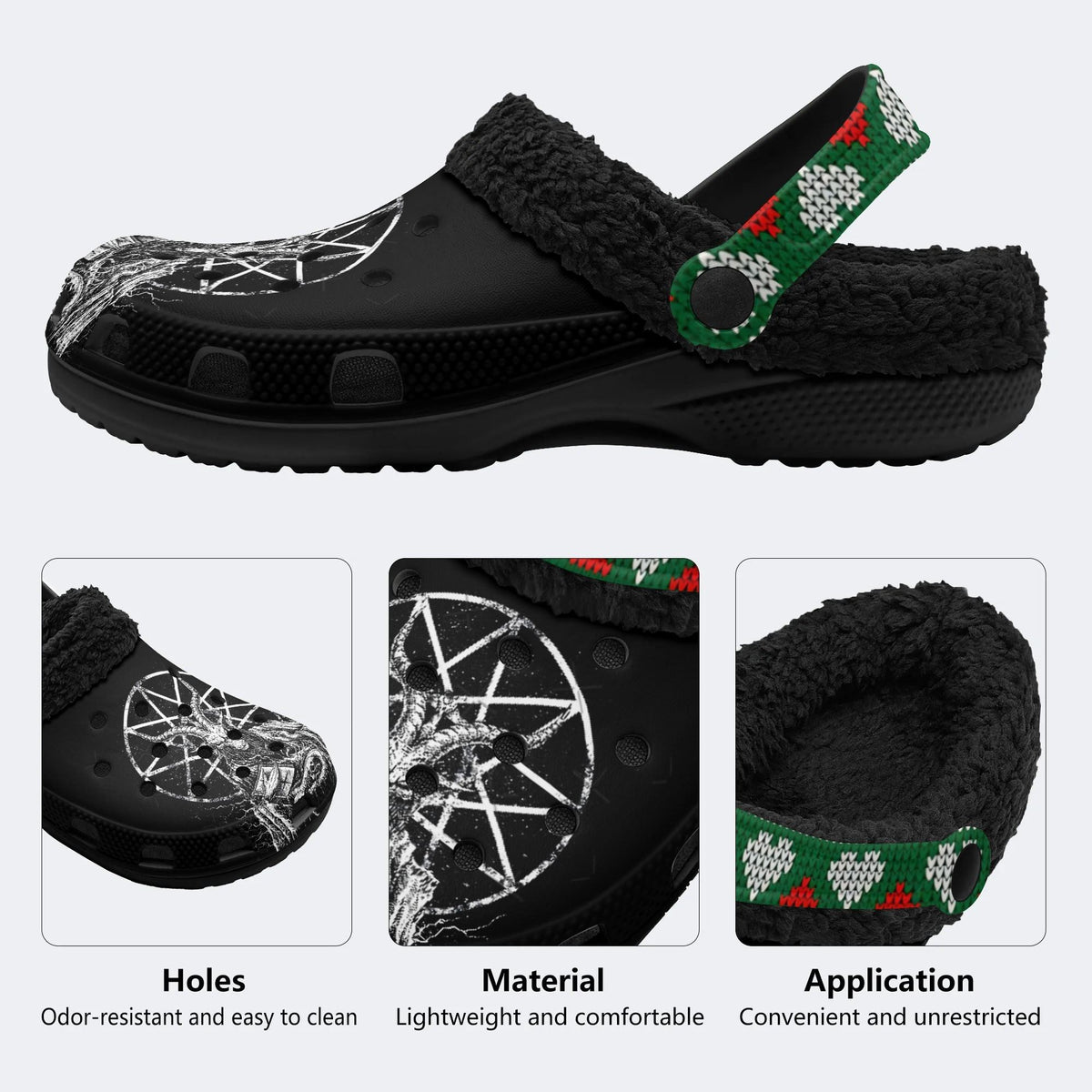 Horror Print - Fur Lined Slippers/Sandals