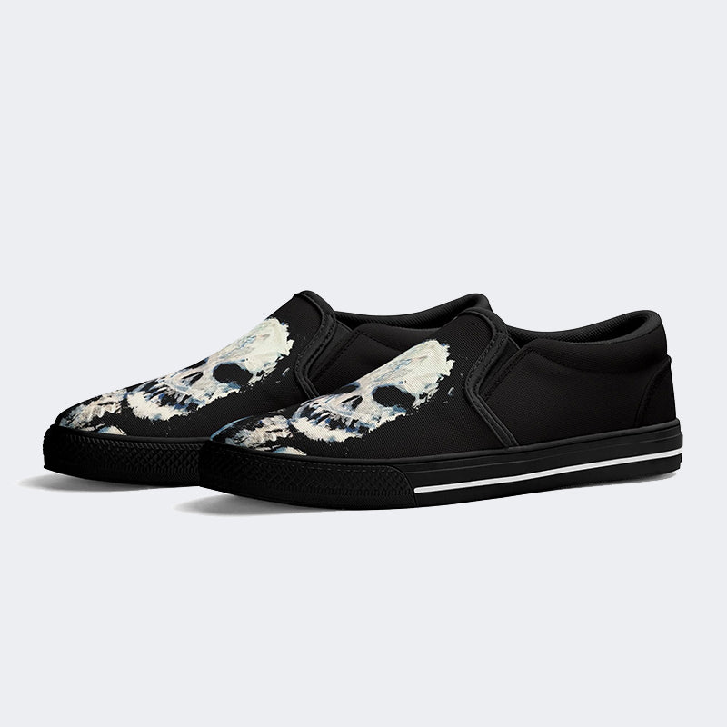 Unisex Skull Print - Slip On Shoes