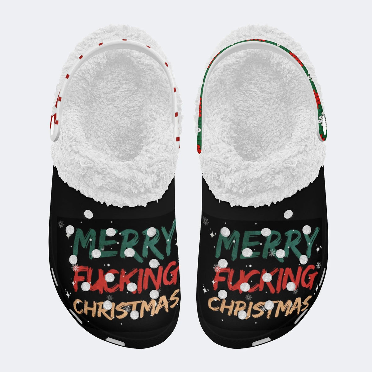 Merry Christmas Print - Fur Lined Slippers/Sandals