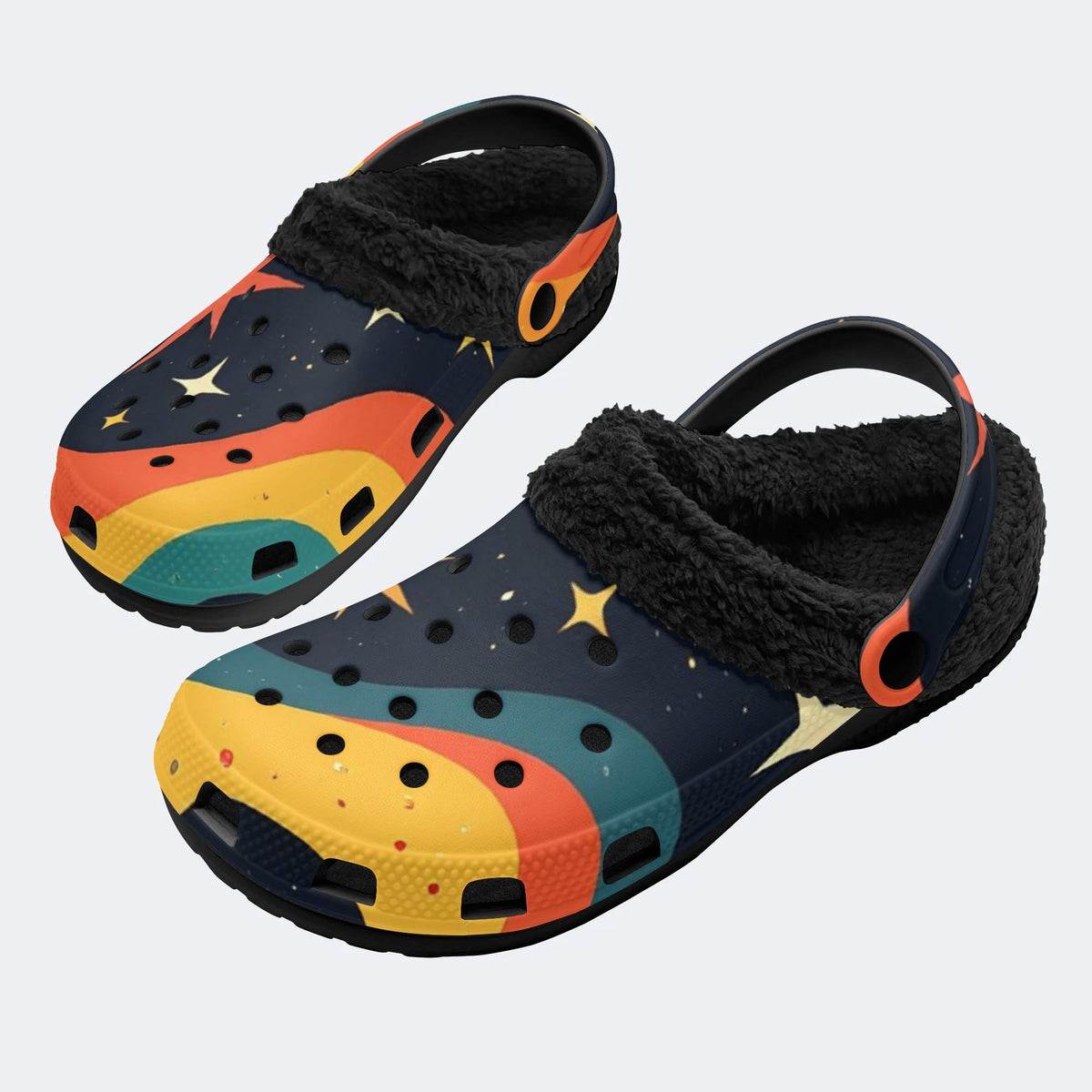 Rainbow Star Sky - Fur Lined Slippers/Sandals