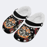 Personalized Name Death Moth Vintage Print - Fur Lined Slippers/Sandals