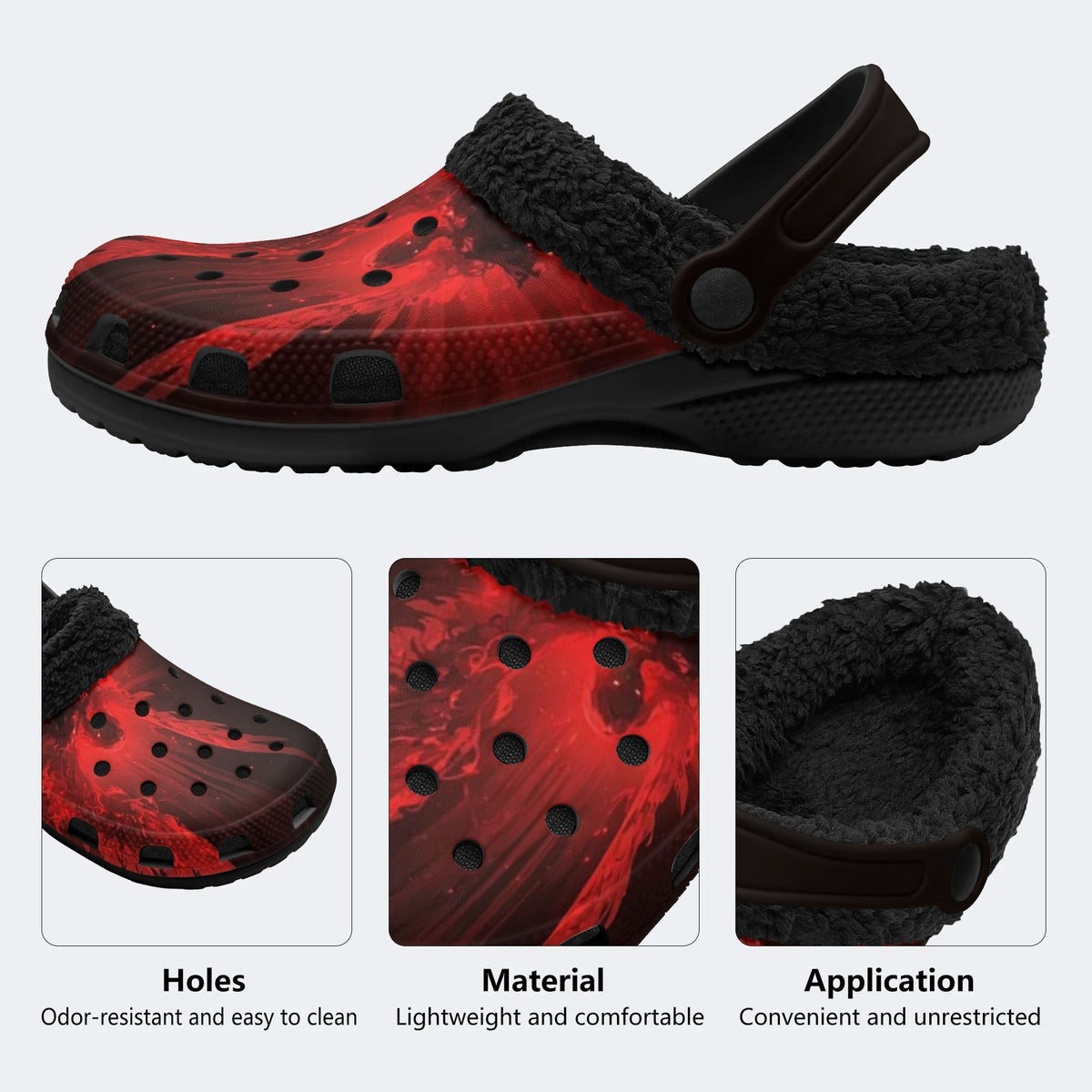 Crimson Fire Bird - Fur Lined Slippers/Sandals
