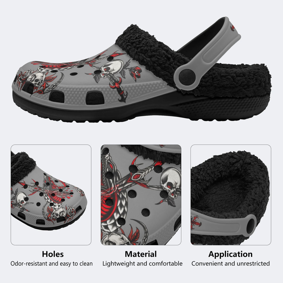 Horror Sword Snake Print - Fur Lined Slippers/Sandals