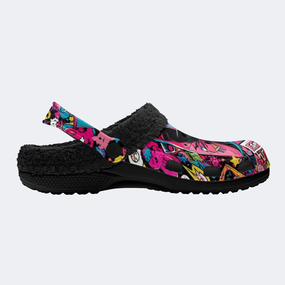 Colorful Pop Cartoon - Fur Lined Slippers/Sandals