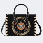Death Moth Vintage Print - Leather Handbag