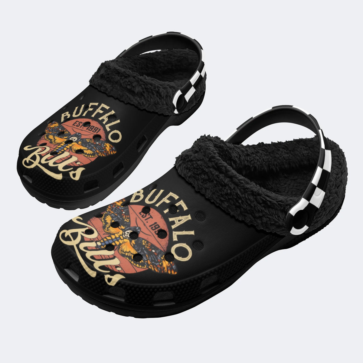 Unisex Death Moth Print - Fur Lined Slippers