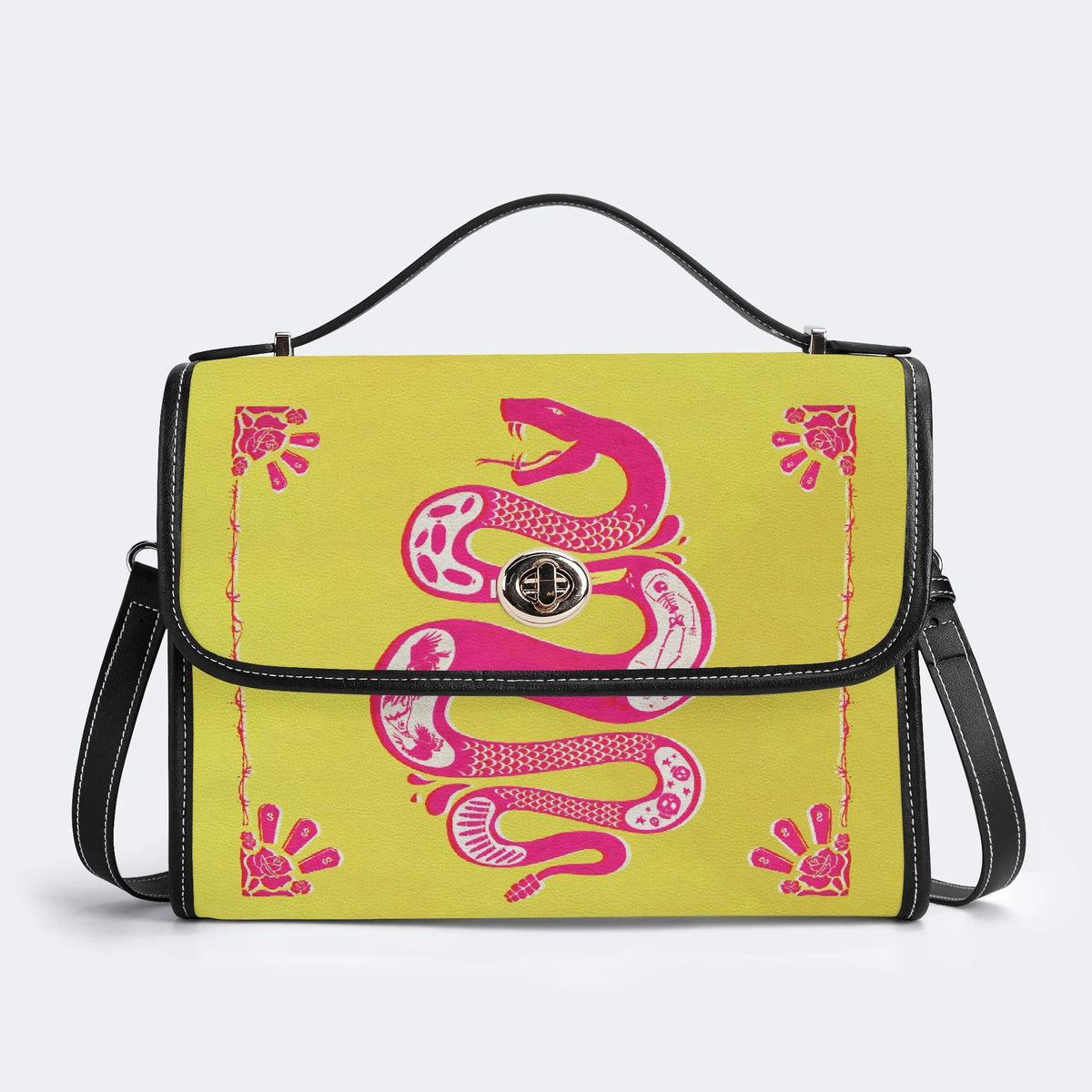 Pink Rattlesnake - Leather Satchel Bag