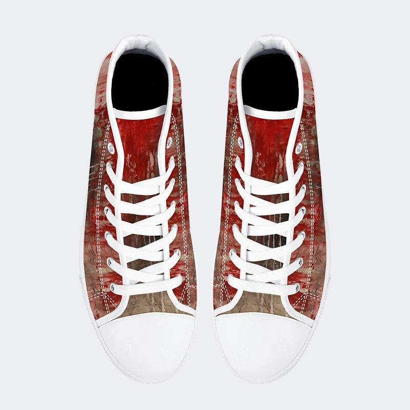Weird Blood Dark Horror Gothic Halloween Vintage Art Print - Slip On Shoes - High Top Canvas