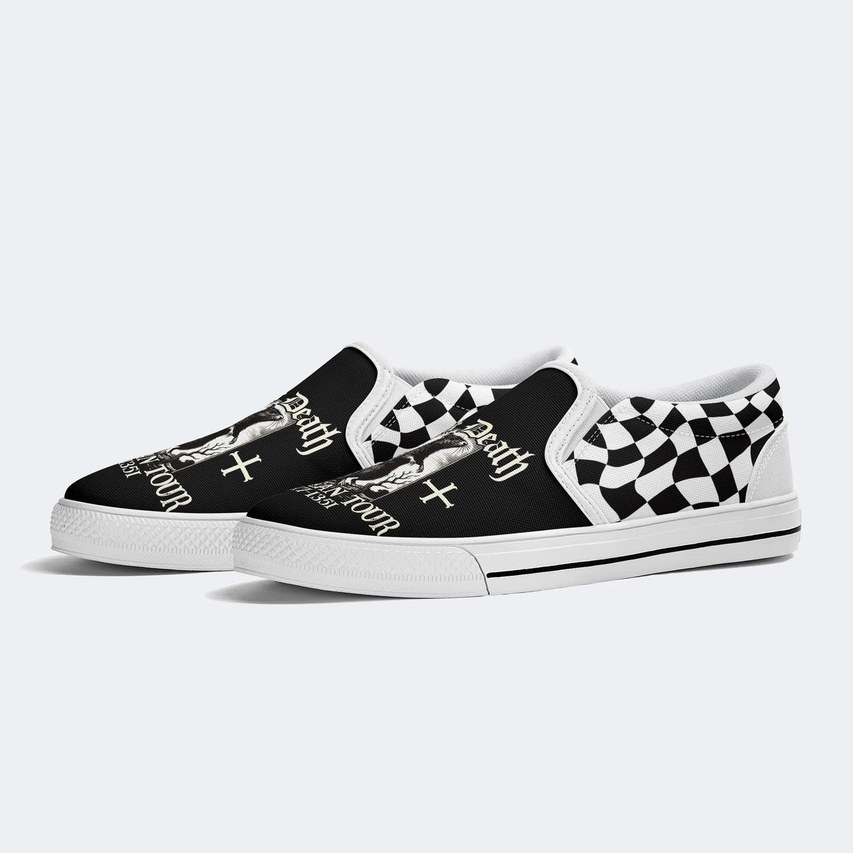 Black Death Print - Slip On Shoes