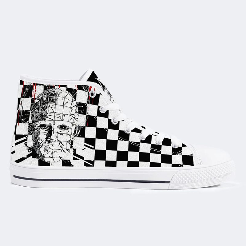 Unisex Schwarzer Metall Pinhead Druck - High Top Canvas