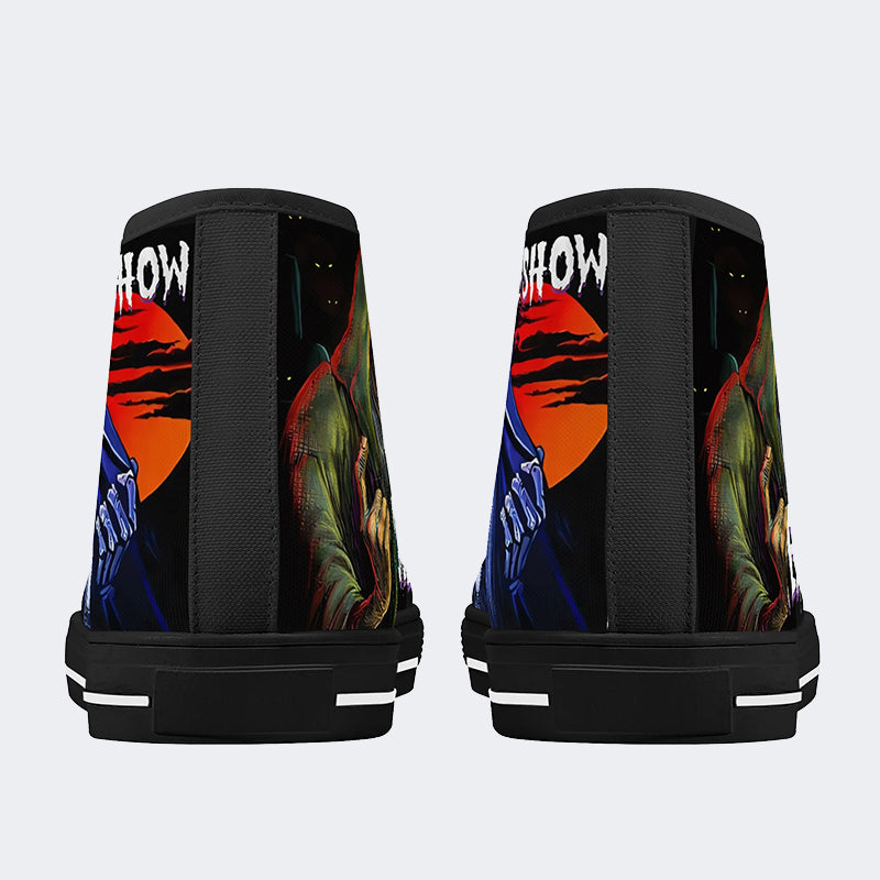 Horror Movie Vintage Graphic Print - High Top Canvas