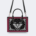 White Death Moth Print - Leather Handbag